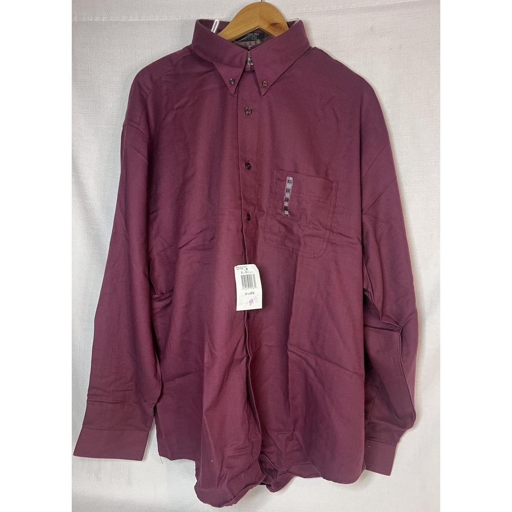 Men's Size 2XL Van Heusen Burgundy Red Long Sleeve Button Down Shirt NWT Read!